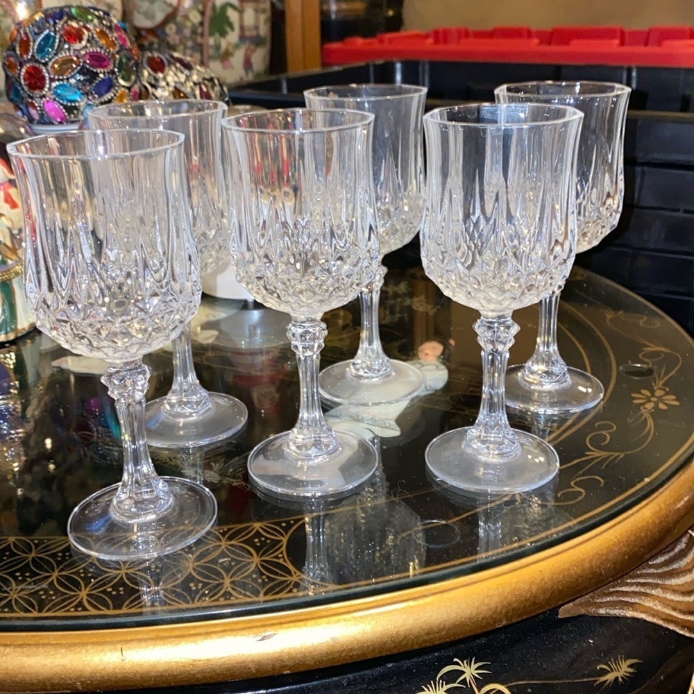 Vintage Cristal D'Arques Longchamp water goblets/glasses set of 6